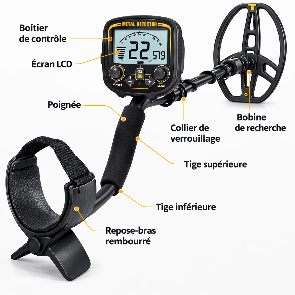 Détecteur de Métaux TX-850 — Écran LCD | Bobine DD 28cm Étanche | 3 Modes